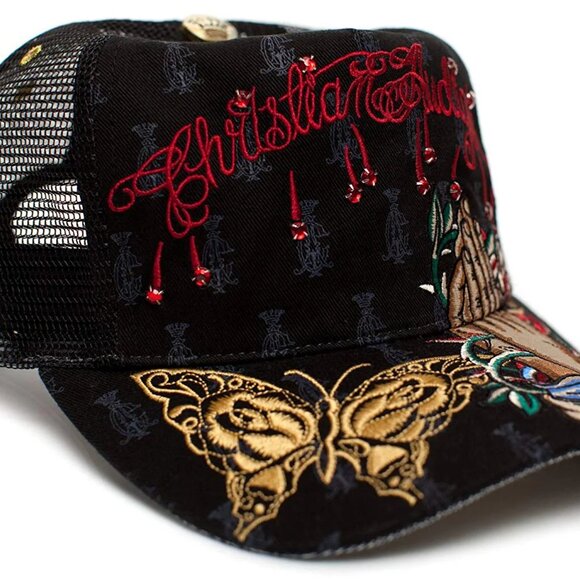 Y2K Designer Christian Audigier Faith OSFM Unisex-adult Truckers Cap Hat Maximal - Picture 2 of 4